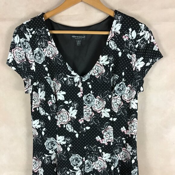 CONNECTED Short Sleeve Rose Floral Shift Dress Size 6 - Picture 4 of 8